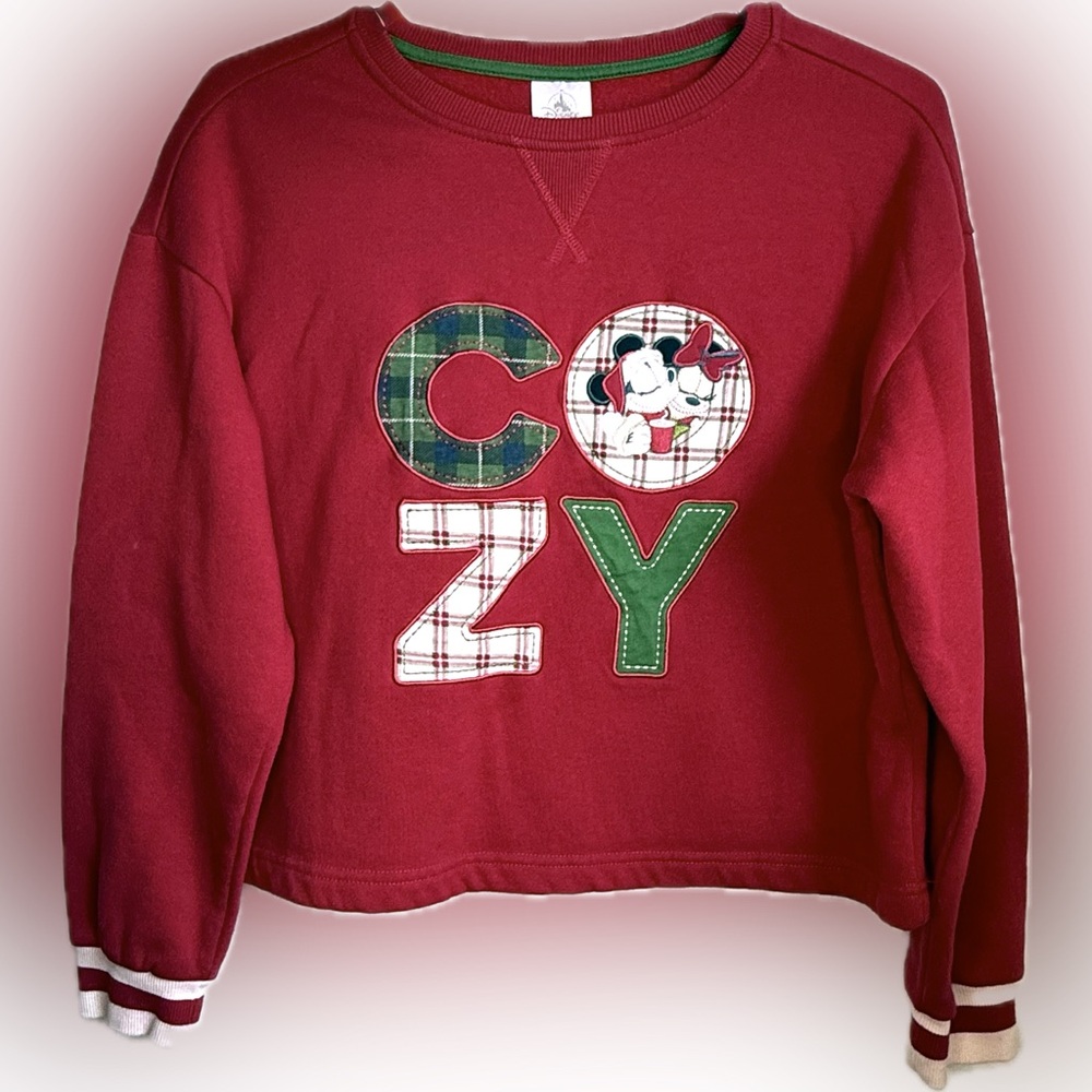Disney Parks COZY Christmas Mickey & Minnie Sweatshirt Women's Size Small